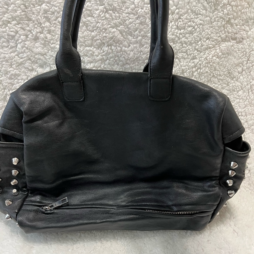 Black Faux Leather Studded Handbag